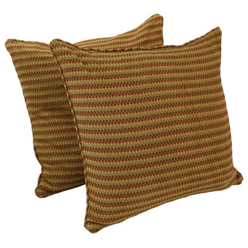 25" Double-Corded Jacquard Chenille Square Floor Pillows Set of 2 Autumn Gingham