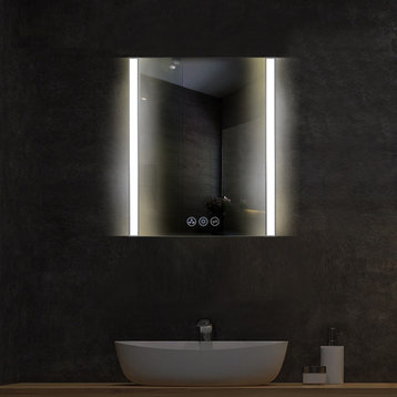 LED Antifog Bathroom Mirror, Dimmer, Adjustable Color, Chrome, 24x32