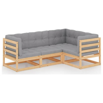 vidaXL Patio Furniture Set 4 Piece Sofa Set with Cushions Solid Wood Pine