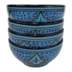 Le Souk Ceramique - Stoneware Soup/Cereal Bowls, Set of 4, Sabrine Design - Dining Bowls