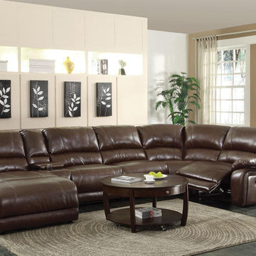 Mackenzie Brown Bonded Leather Sectional Sofa - $2238.66