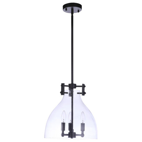 Chardonnay 3 Light Pendant, Flat Black