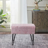 Textured Velvet Ottoman, Soft Pink