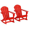 WestinTrends 2PC Outdoor Patio Porch Rocker Classic Adirondack Rocking Chair Set, Red