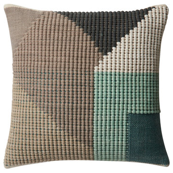 Dset Pillow Cover With Down, Teal and Multi, 22"