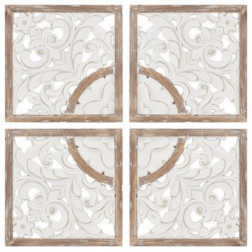 Madison Park Arwen Two-tone Medallion Carved Wood 4-piece Wall Decor Set