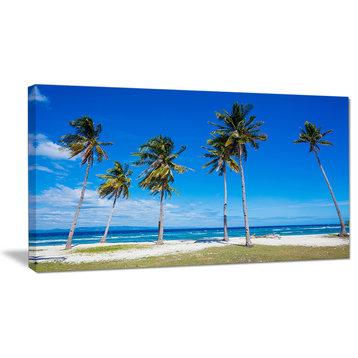 "Palms On Philippines Tropical Beach" Modern Seascape Wall Art, 40"x20"