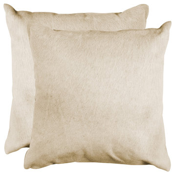 18"x18" Torino Cowhide Pillows, Set of 2, Natural