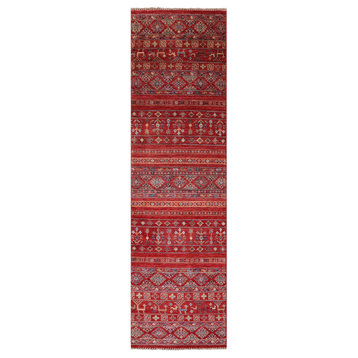Runner Tribal Persian Gabbeh Hand-Knotted Rug 2' 7" X 9' 4" Q5394