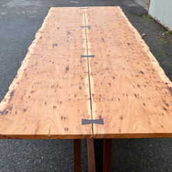 Live Edge Hickory Dining Table with Nakashima Style Base - Dining Tables