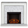 Trason Mirrored Faux Marble Fireplace, Mirror, Silver