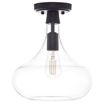 Dierna Semi Flush Mount Ceiling Light With LED Bulb, Black
