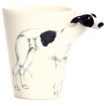 Greyhound 3D Ceramic Mug, White and Black