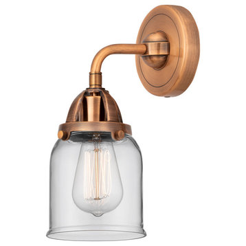 Small Bell Sconce, Antique Copper, Clear, Clear