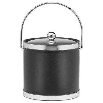 Kraftware Sophisticates Ice Bucket With Metal Cover, Black With Polished Chrome