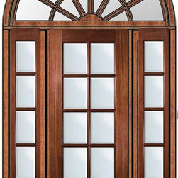 Pre-hung French Side lights-Transom Door 96 Mahogany 3/4 Lite 8 Lite - Patio Doors