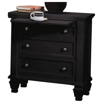 Bowery Hill 3 Drawer Nightstand in Black and Silver