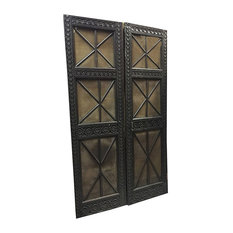 Mogulinterior.com - Consigned Antique Indian Screen Doors Floral Hand-Carved Panel - Interior Doors