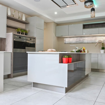 Modern High Gloss Grey toned Streamlined Kitchen