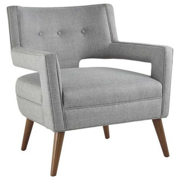 Elizabeth Upholstered Fabric Armchair, Light Gray