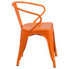 Flash Furniture Commercial Grade Orange Metal Chair, Arms - CH-31270-OR-GG