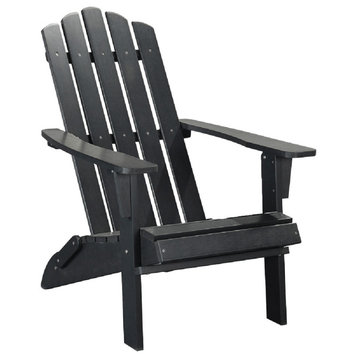 29" Black Heavy Duty Plastic Adirondack Chair