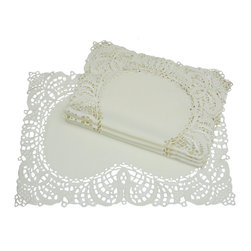 Xia Home Fashions - Dainty Lace Placemat 12"x18", Ivory, Set of 4 - Placemats