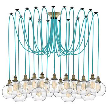 Large Turquoise Shade Spider Chandelier