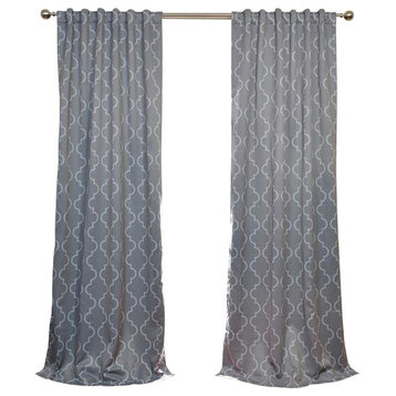 Seville Gray & Silver Blackout Curtain, Set Of 2, 50"x96"