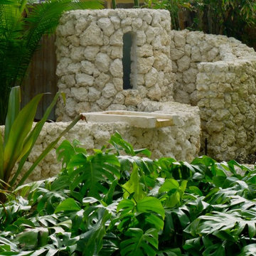 Tropical garden stone scupture
