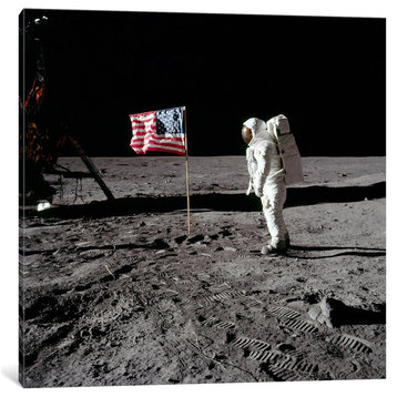 "Neil Armstrong Placing American Flag on the Moon" by NASA, Canvas Print, 26x26"