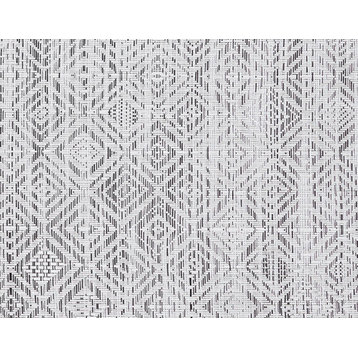 Mosaic Print Floor Mat, White and Black, 26"x72"