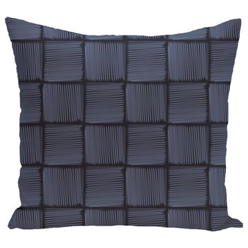 Basketweave Geometric Print Pillow, Blue, 26"x26"
