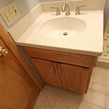 Bathroom Remodel with Corian Countertops and Salcedo Tiled Shower ~ Copley, OH