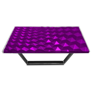 Modern Triangles Coffee Table, Epoxy Resin & Wood, Purple