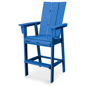 POLYWOOD Modern Adirondack Bar Chair, Pacific Blue