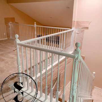 Stair Rail and Kitchen Cabinet Refinish