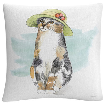 Beth Grove 'Fancy Cats III Watercolor' Decorative Throw Pillow