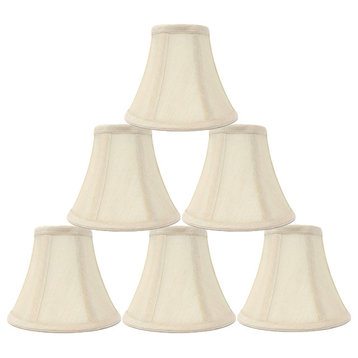 Silk Bell Chandelier Lamp Shade, 3x6x5", Cream, Set of 6