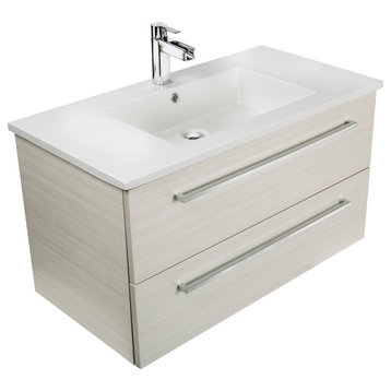 Silhouette 2-Drawer Wall-Mounted Vanity, White Chocolate, 30"