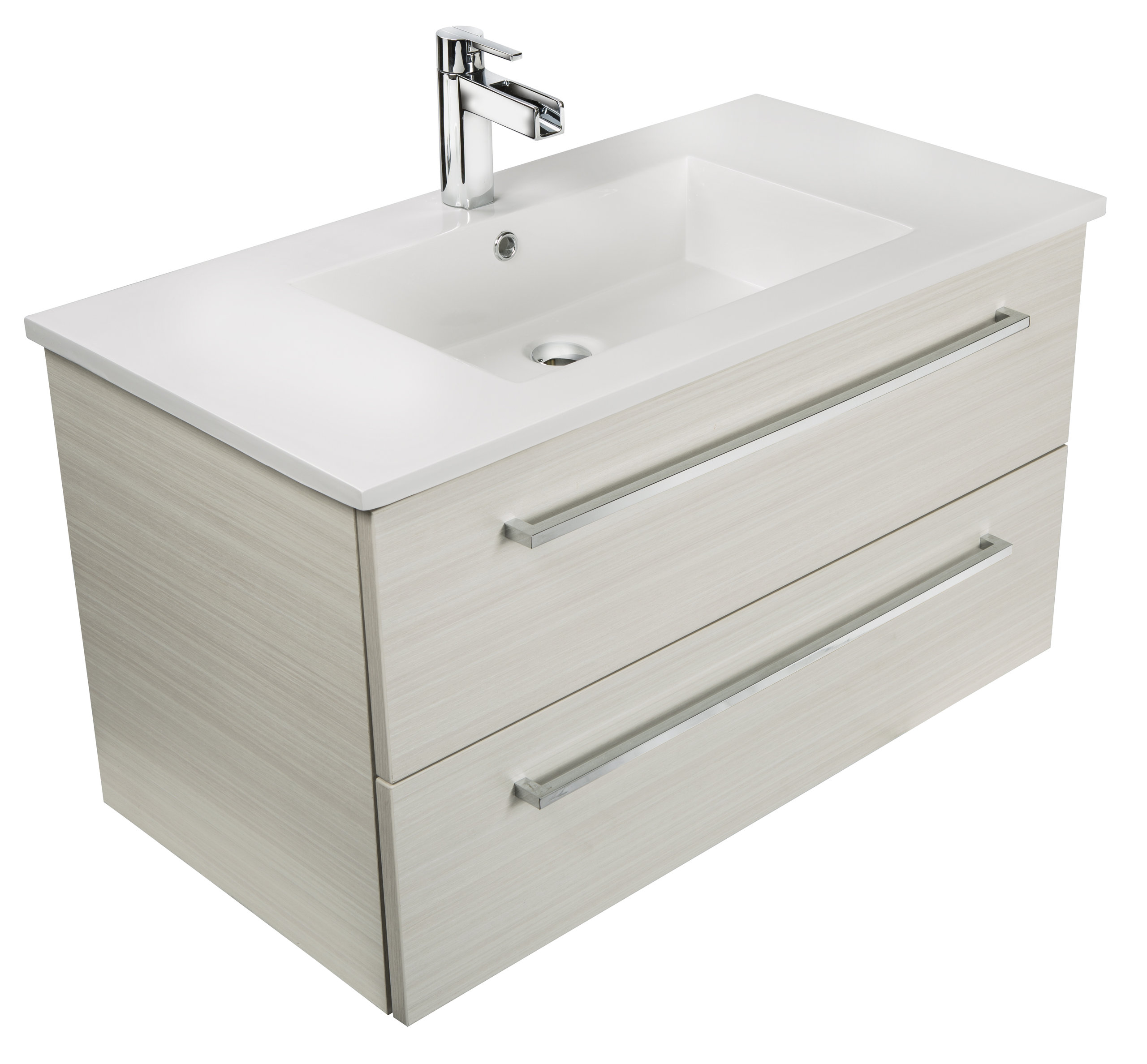 Silhouette 2-Drawer Wall-Mounted Vanity, White Chocolate, 30"