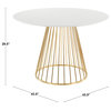 LumiSource Canary Dining Table, Gold Metal and White Top