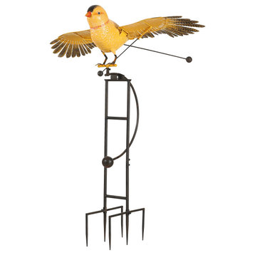 Big Metal Flying Goldfinch Rocker Garden Stake