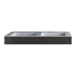 ADM Bathroom Design - ADM Rectangular Wall Mounted Sink, White With Black Brush Panels, 47", Glossy Wh - Bathroom Sinks