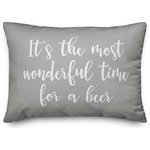 Designs Direct Creative Group - It's The Most Wonderful Time For A Beer, Gray 14x20 Lumbar Pillow - Decorate for Christmas with this holiday-themed pillow. Digitally printed on demand, this  design displays vibrant colors. The result is a beautiful accent piece that will make you the envy of the neighborhood this winter season.