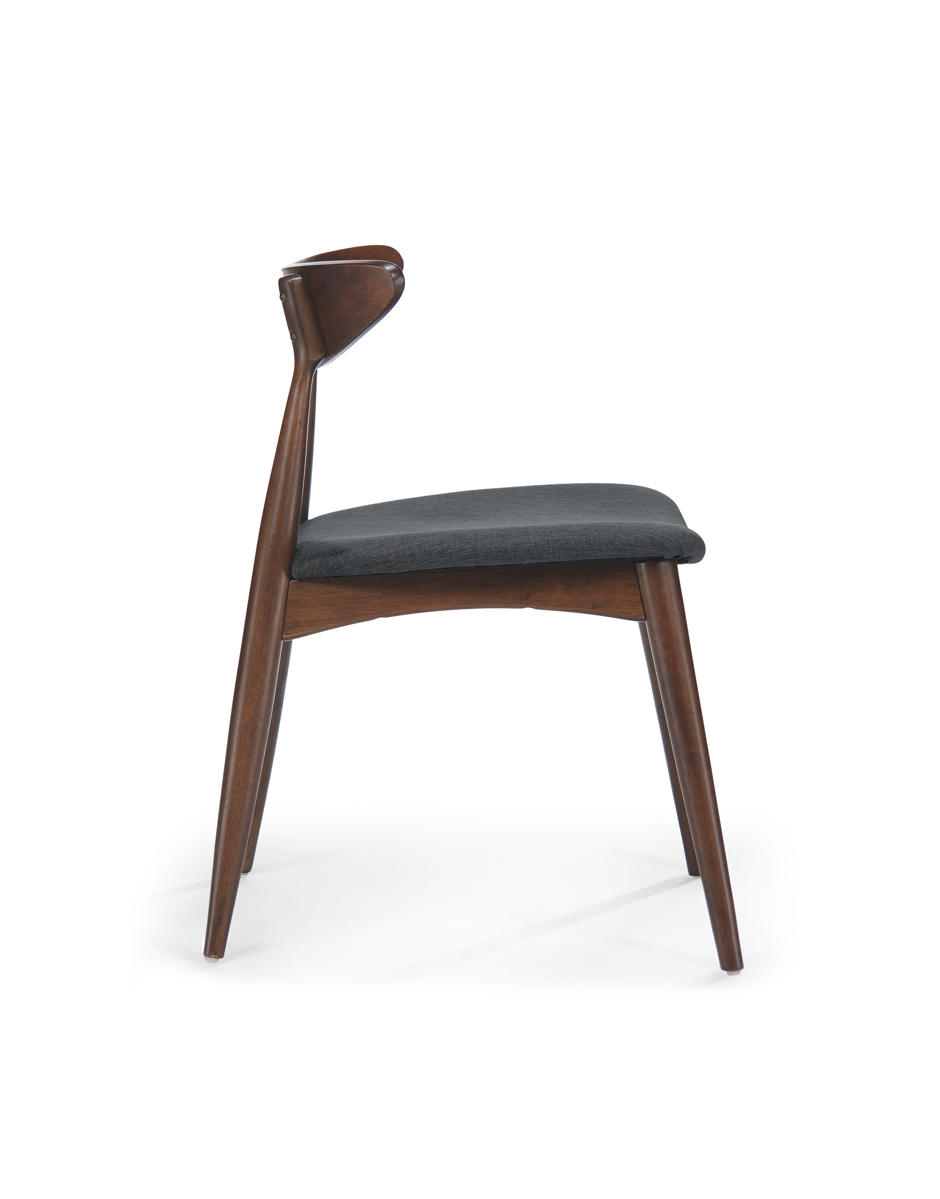 GDF Studio Issaic Mid Century Design Wood Dining Chairs, Set of 2, Charcoal/Walnut