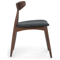 GDF Studio Issaic Mid Century Design Wood Dining Chairs, Set of 2, Charcoal/Walnut
