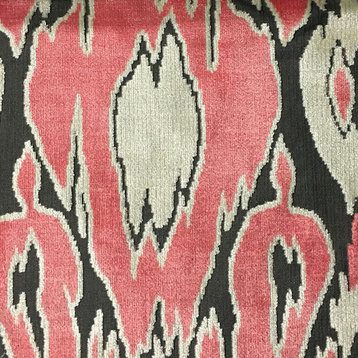 Harrow Abstract Cut Velvet Upholstery Fabric, Coral