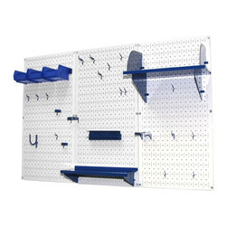 White Pegboard with Blue Peg-Board Accessories by Wall Control Storage Systems - Garage And Tool Storage