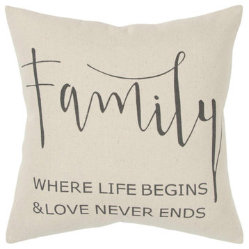 Rizzy Home T14958 Sentiment 20"x20" Pillow Cover Natural
